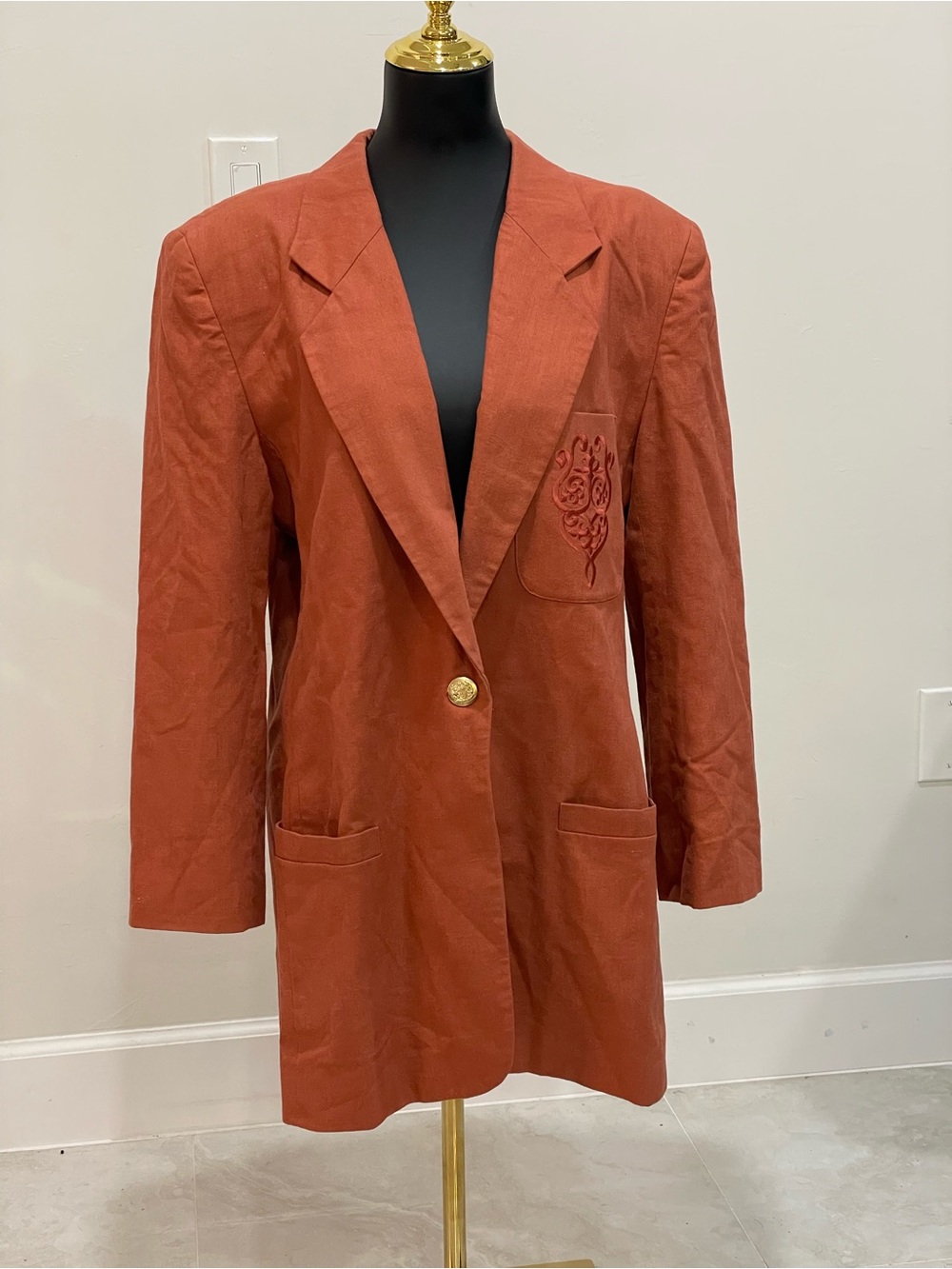 Vintage Spiegel Oversized Fall Rust Color Linen Blend Blazer Jacket Sz 16